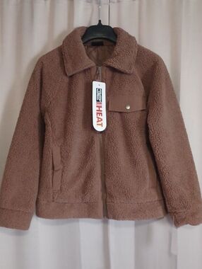 32 Degrees Heat NWT Acorn Teddy Sherpa Full Zip Mixed Media Jacket Shacket Sz S